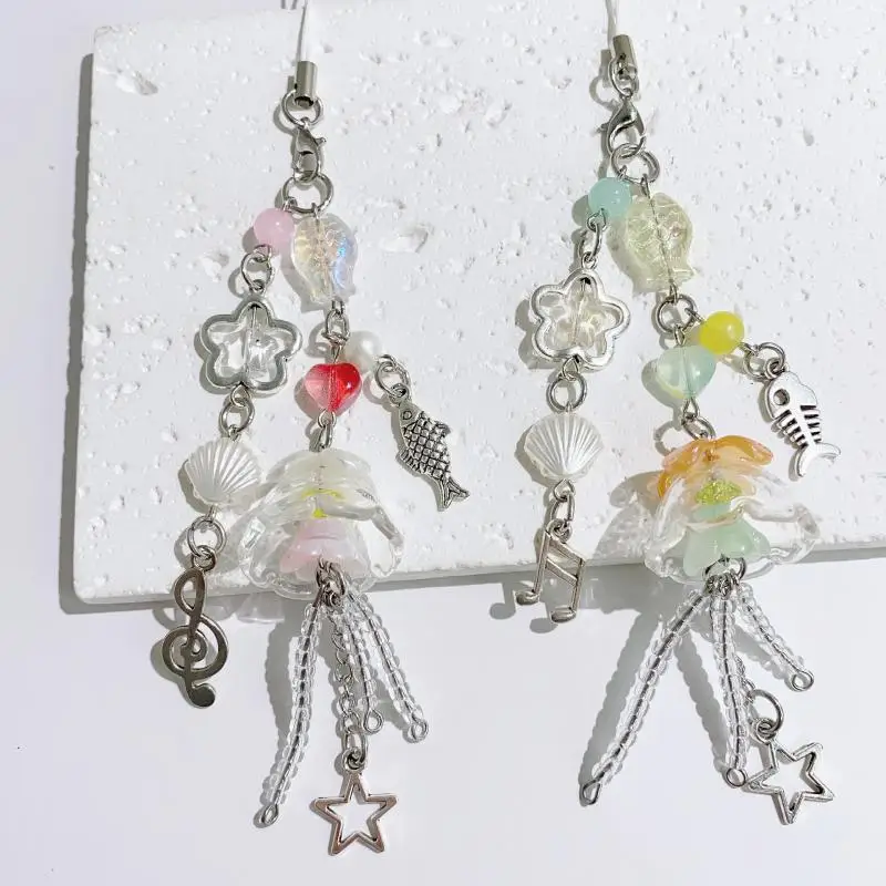 

Girlish Original Design Personalized Wind Chime Mobile Phone Chain Anti-lost Chain Crystal Glass Beads CCD Ornaments