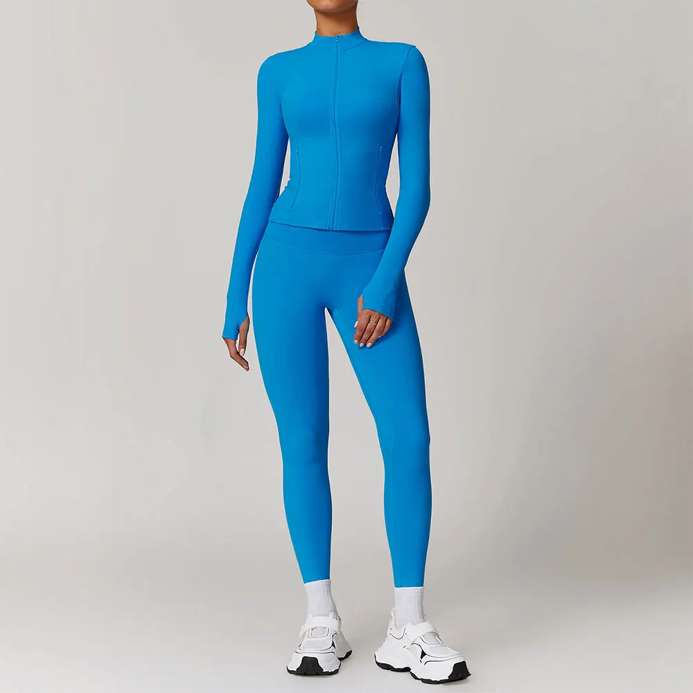 

2 Pieces Women Yoga Set Workout Clothes Sportswear Gym Clothing Fitness Long Sleeve Crop Top High Waist Leggings Sports Suits