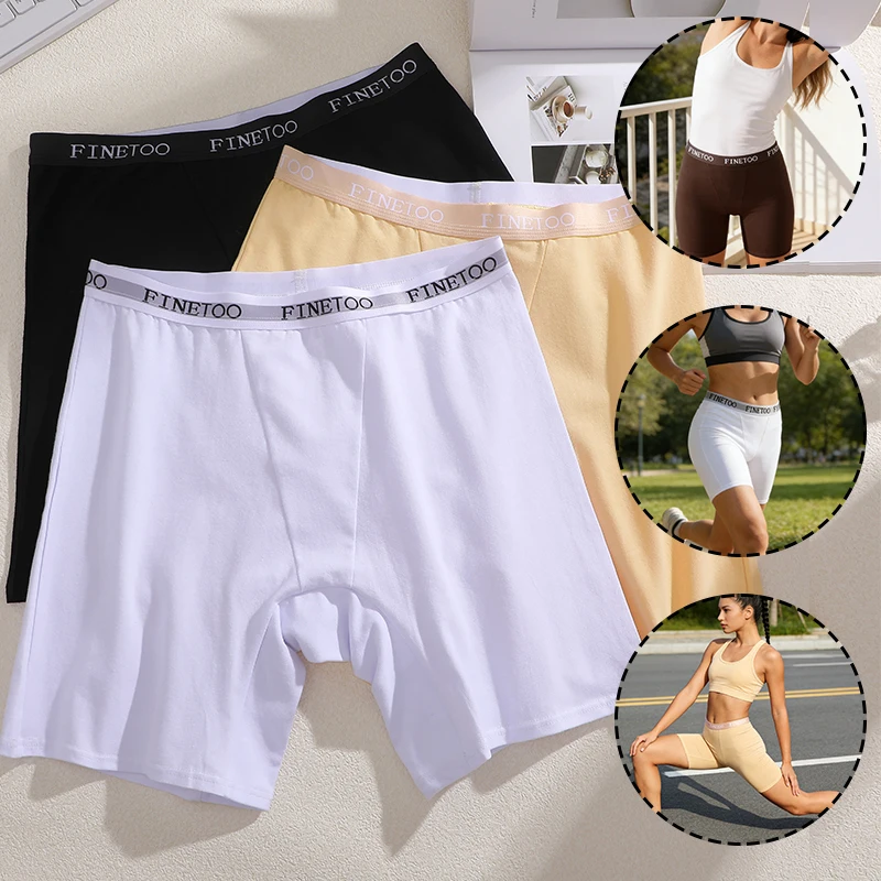FINETOO 1 Stück Damen-Sicherheitshose, Unterwäsche, Yoga-Höschen, Sport-Unterhose, bequeme Baumwoll-Slips, Außenhöschen, Übergröße S-XXL
