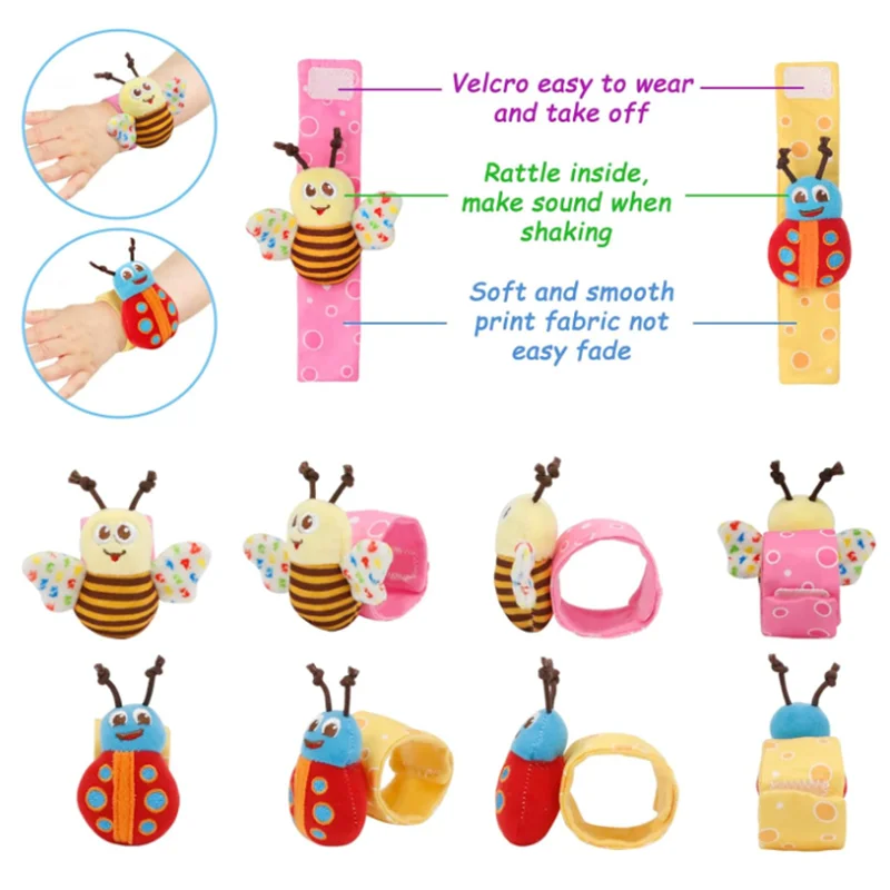 Baby Leuke Cartoon Vroege Onderwijs Bel Speelgoed Puzzel Pols Ring Papieren Bel Pluche Sokken Kinderen Rustgevend Speelgoed