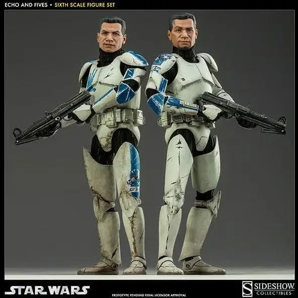 En Stock Sideshow 100201 SDCC Star Wars Clone Troopers Echo y Fives Doble Pack Figura de Acción Juguete Coleccionable Regalo