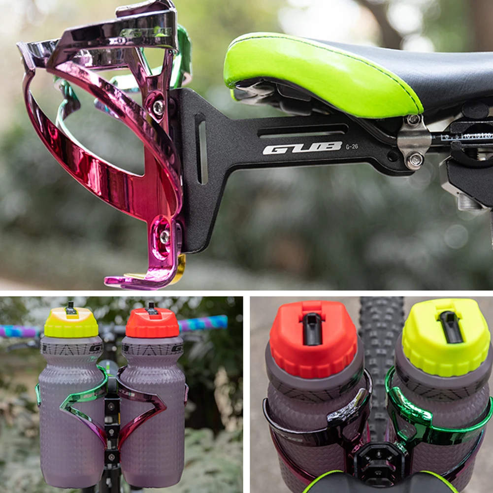 Bicycle Water Bottle Cage Holder Aluminum Alloy Cycling MTB Road Bike Saddle Two Bottles Double Drink Cups Mount Cage Bracket