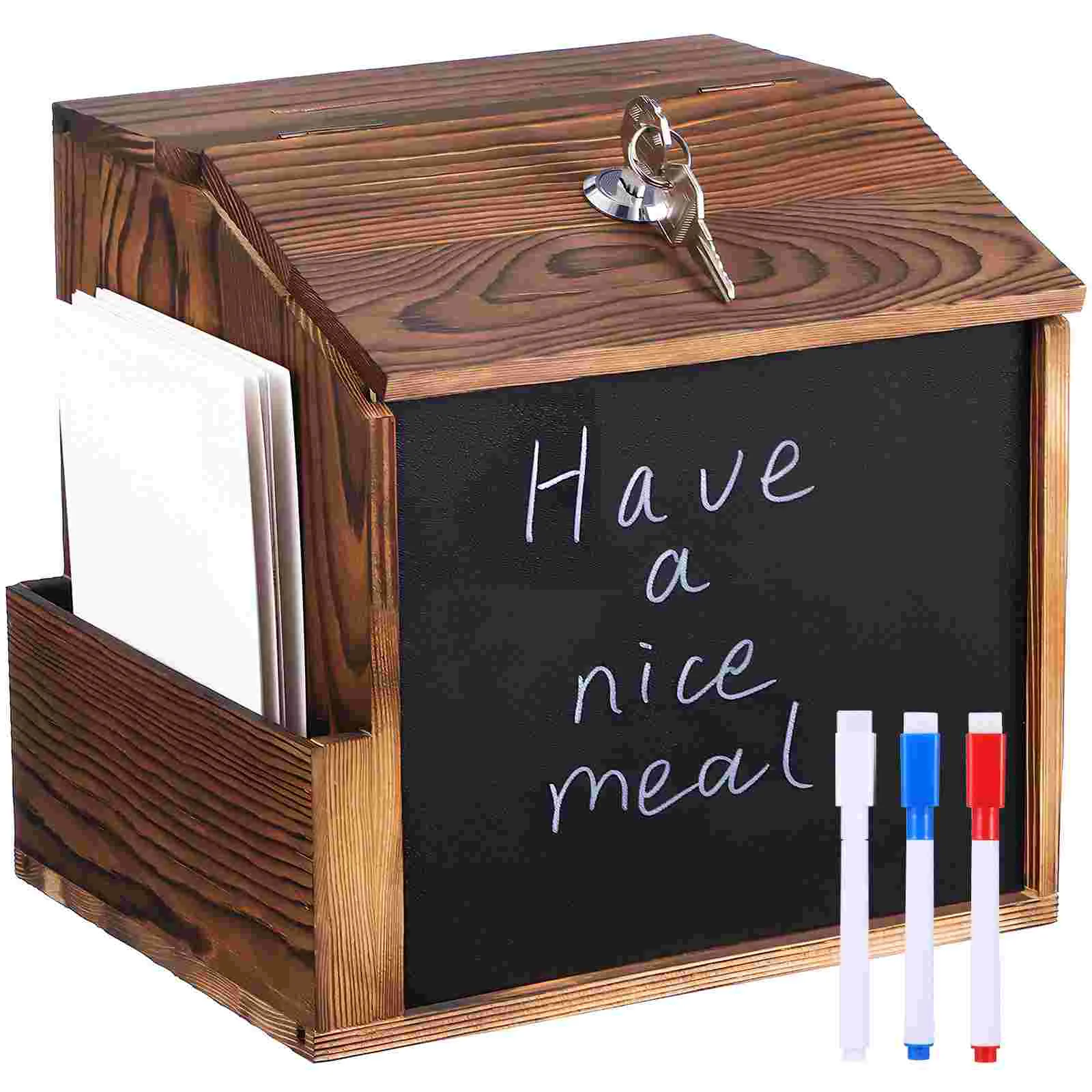 

Wooden Box Donation Boxes For Fundraising Raffle Tickets Suggestion Case Mailbox Wall-mounted