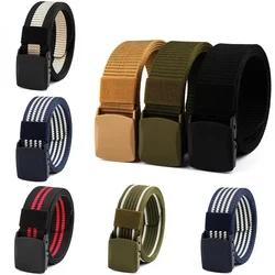 3.8X125CM Plastic Buckle Canvas Automatic Belt  Men Women Outdoor WorkMetal free Clothing Pants Jeans Belt  Casual decorate