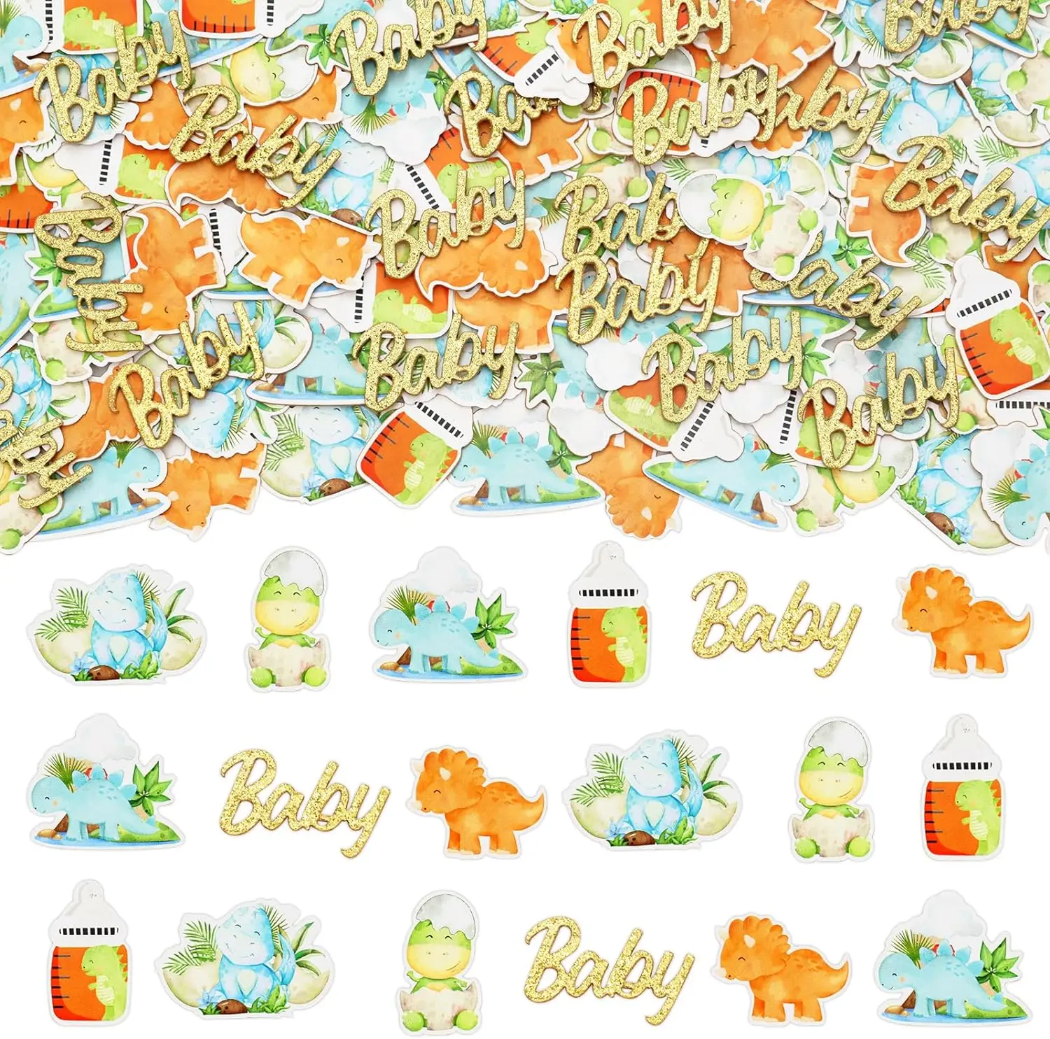 200PCS Dinosaur Baby Shower Confetti Hatching Soon Table Decor Double Sided Printing Paper Confetti Scatters Party Supplies