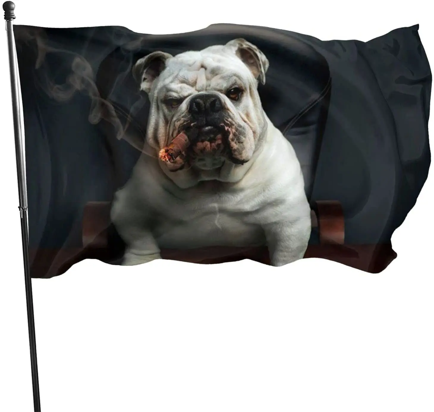 Flag for Room France Bulldogs Cigar Smoking Flag Outdoor Party and Indoor Home Garden Decoration Polyester with Brass Buttonhole