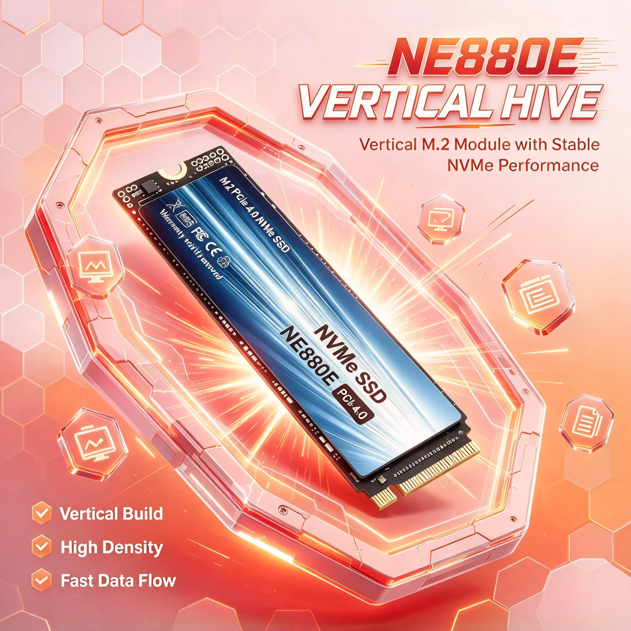 2026 New NE880E M2 NVMe PCIe Gen4 Solid State Drive 500GB 1TB 2TB 4TB Internal SSD for Gaming Notebook PC Office Data Backup Sto