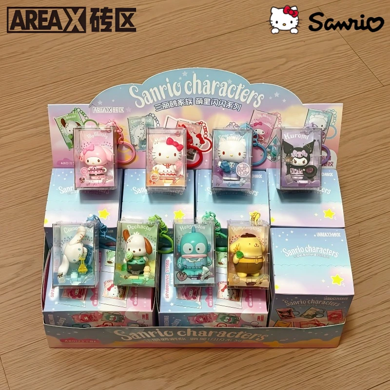 AREA-X Sanrio Family Cute Star Sparkling Series Building Blocks Keychain Pendant Kitty Kuromi Puzzle Assembly Festival Gift