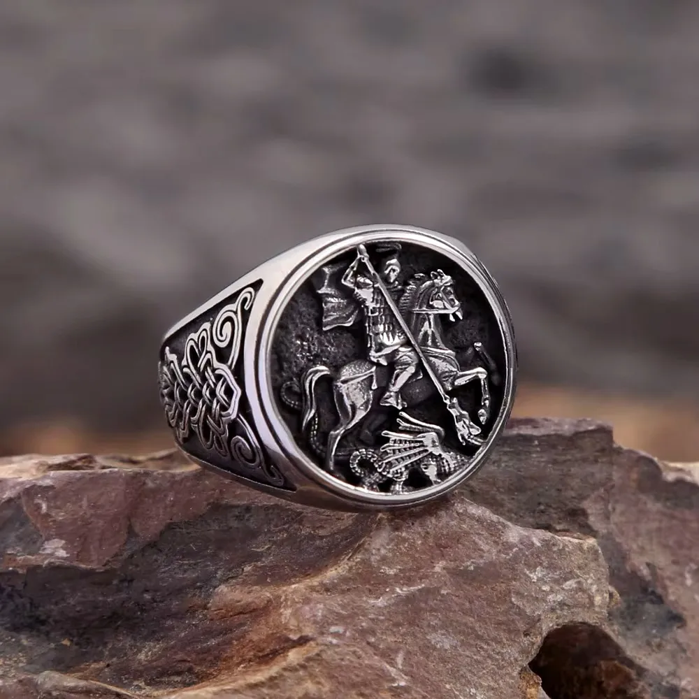 Vintage Gothic Medieval Dragon Slayer Celtic Knot Ring