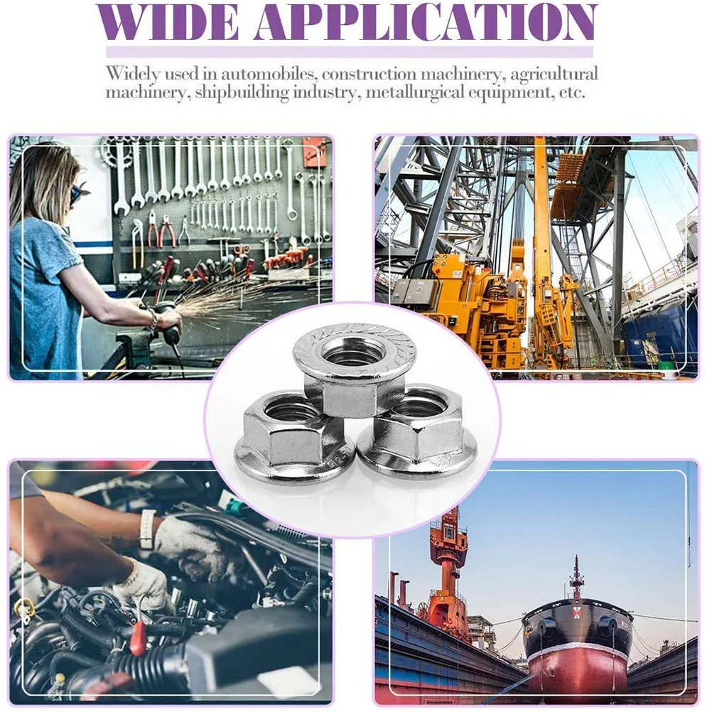 

10Pcs Serrated Flange Nuts Stainless Steel Inserts Nut Excellent Corrosion Resistance Serrated Flange Nuts 1/2-13 Nut