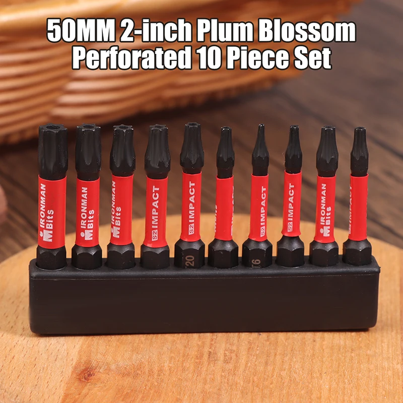 10pcs 2 Inches Screwdriver Bit Set,Impact Tough Magnetic S2 Alloy Steel Star Bit With Base