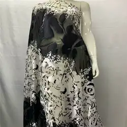 5 Yards latest high quality african silk satin fabric for lady dress printed silk sewing material. N05