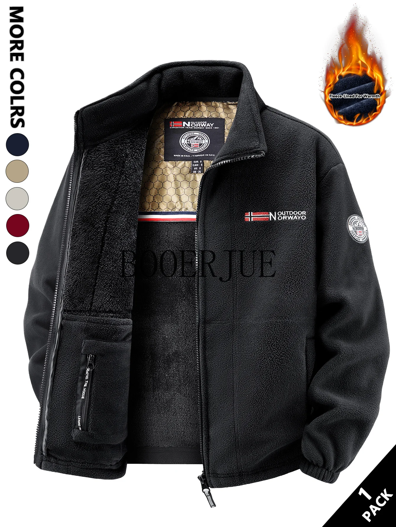 Men's Fleece Graphene Bomber Baseball Jacket Soft Skin-Friendly Heat-Retaining Wind-Resistant Outdoor Walking Casual Gatherings