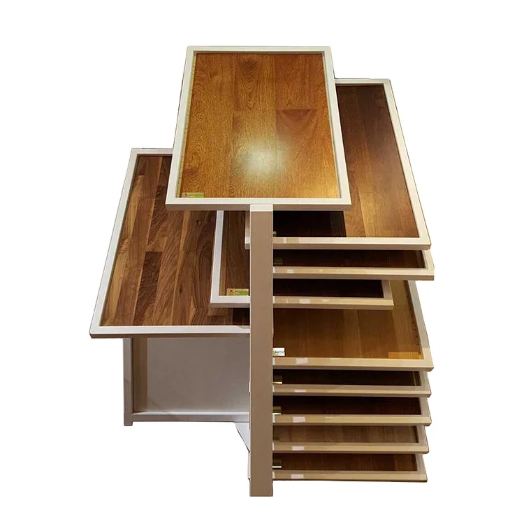 &c Boya Customized Showroom Wood Flooring Hardwood Laminate Sliding Wing Rack  Pull Push Parquet Timber  Inclined Display Stand