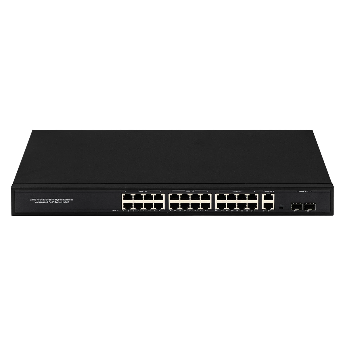 Conmutador de fibra gigabit poe no gestionado CCTV de 24 puertos, compatible con estante