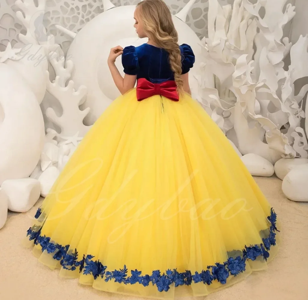 

Flower Girl Dress Exquisite Party Kids Birthday Bow Princess FLoor Length Dresses Party Gown