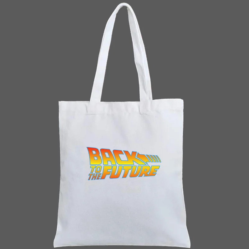Back To The Future Harajuku Shoulder Bag Student Female Handbag Reusable Shopping Bags Canvas Tote Bag Hand Bags For Shopping