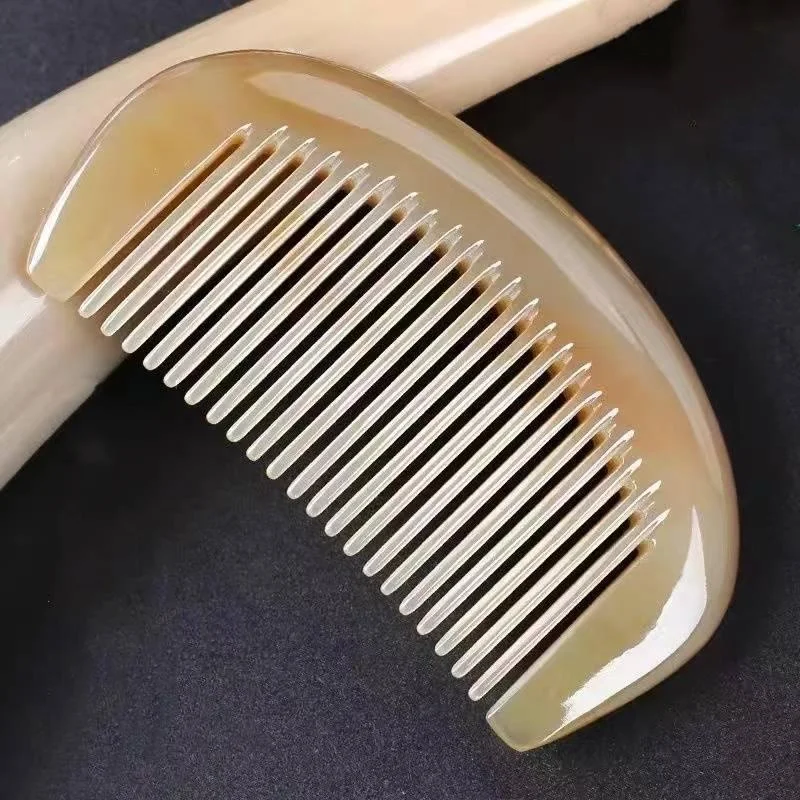 

Nature Ox Horn Comb Scalp Scraping Massage Beauty Tool Fine Tooth Pocket Comb Handleless Anti-static Hair Care for Women Men