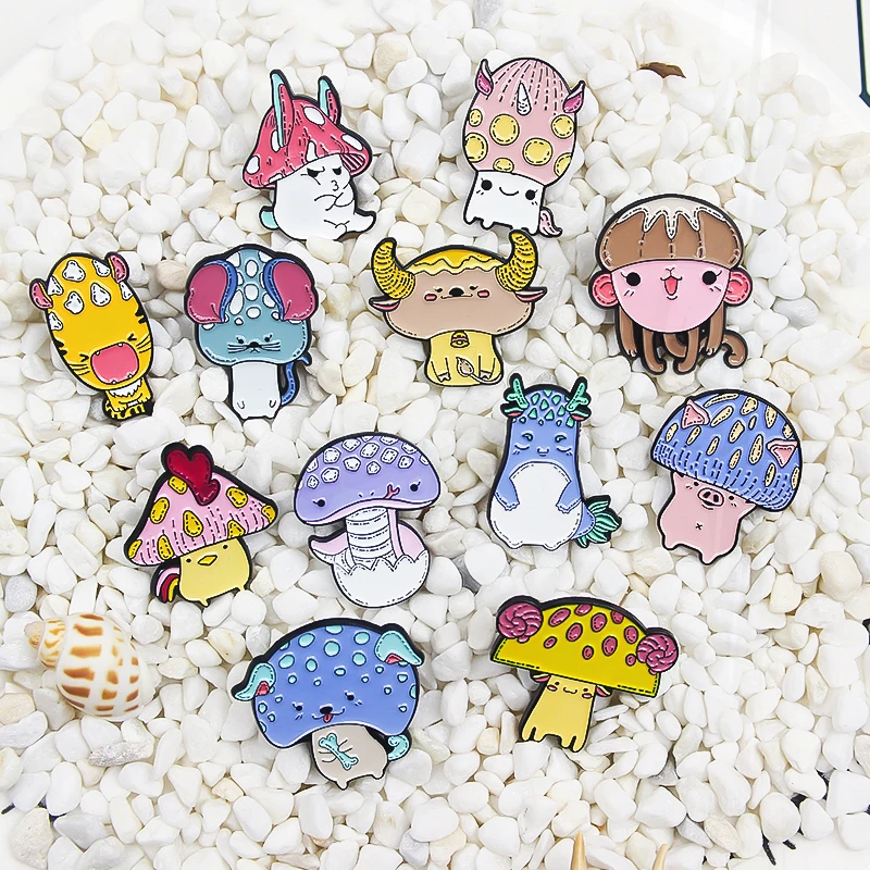 

Rabbit Dragon Snake Horse Sheep Monkey Chicken Dog Pig Pines Jewelry Chinese Zodiacs Enamel Pins Mushroom Animal Rat Ox Tiger