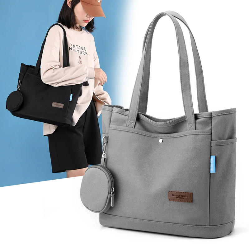 Bolsos de mano de lona de alta calidad para mujer, bolso de hombro de viaje de gran capacidad, bolsos de mano de lujo para mujer, bolso de compras informal