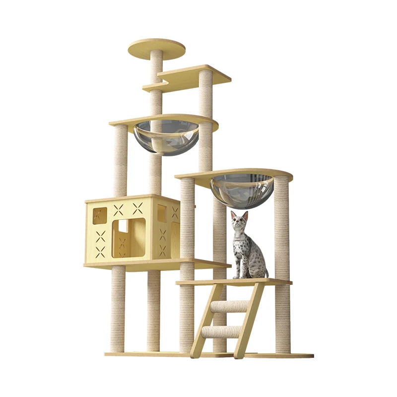 Cat climbing frame  nest  tree integrated large solid wood  climbing frame multi-layer