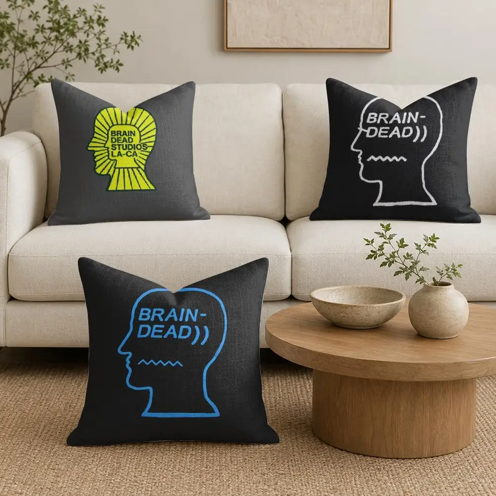 B-Brain Dead Cushion Cover Plush Fabric Soft Double-Sided Printed Sofa Warm Winter Home Gift Pillow Cover