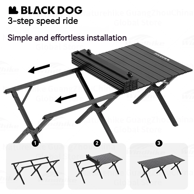 Imagem -06 - Naturehike Blackdog Aluminum Alloy Dining Table Portátil Destacável Grossa Egg Roll Table Leve ao ar Livre Camping Piquenique