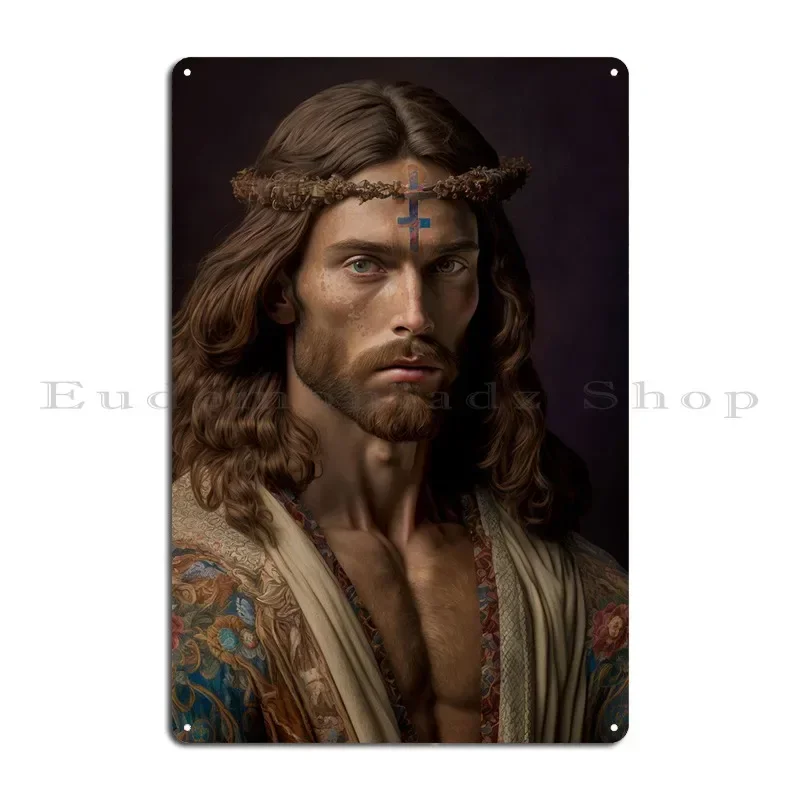 Crowned King Jesus Christ Metal Plaque Design Vintage Wall Decor Club Wall Cave Tin Sign Poster