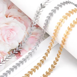 1meter Stainless Steel Leaves Chains Golden Aircraft Chain for Jewelry Making DIY Women Fashion Necklace Bracelet Anklets