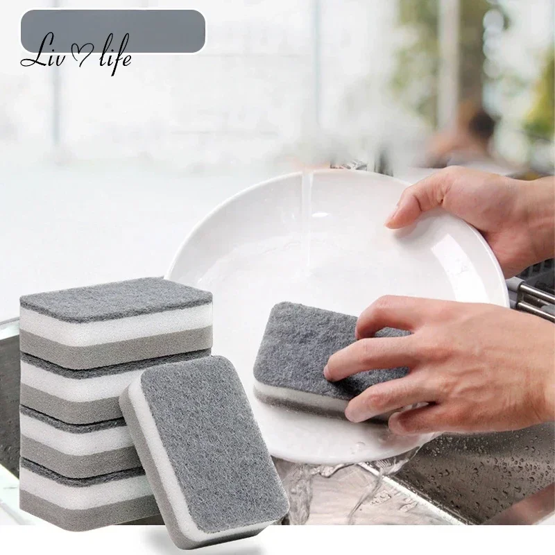 5/1Pcs Double-sided Cleaning Spongs Household Scouring Pad Kitchen Dish Cloth Auto Sponge Wipe Cleaning Towels Accessories