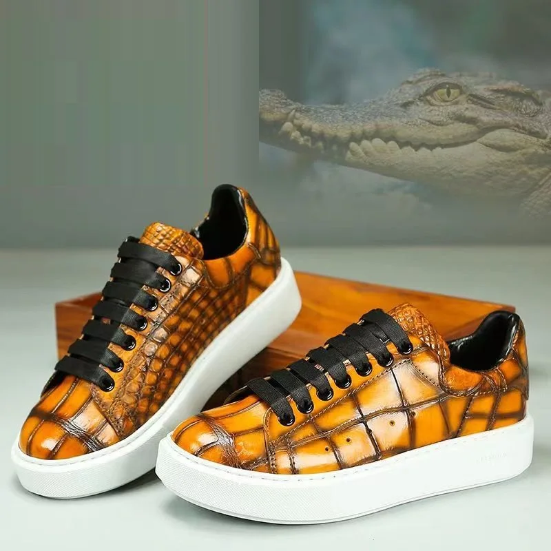 2024 new arrival Fashion Crocodile Skin causal shoes men,male Genuine leather sneakers pdd514