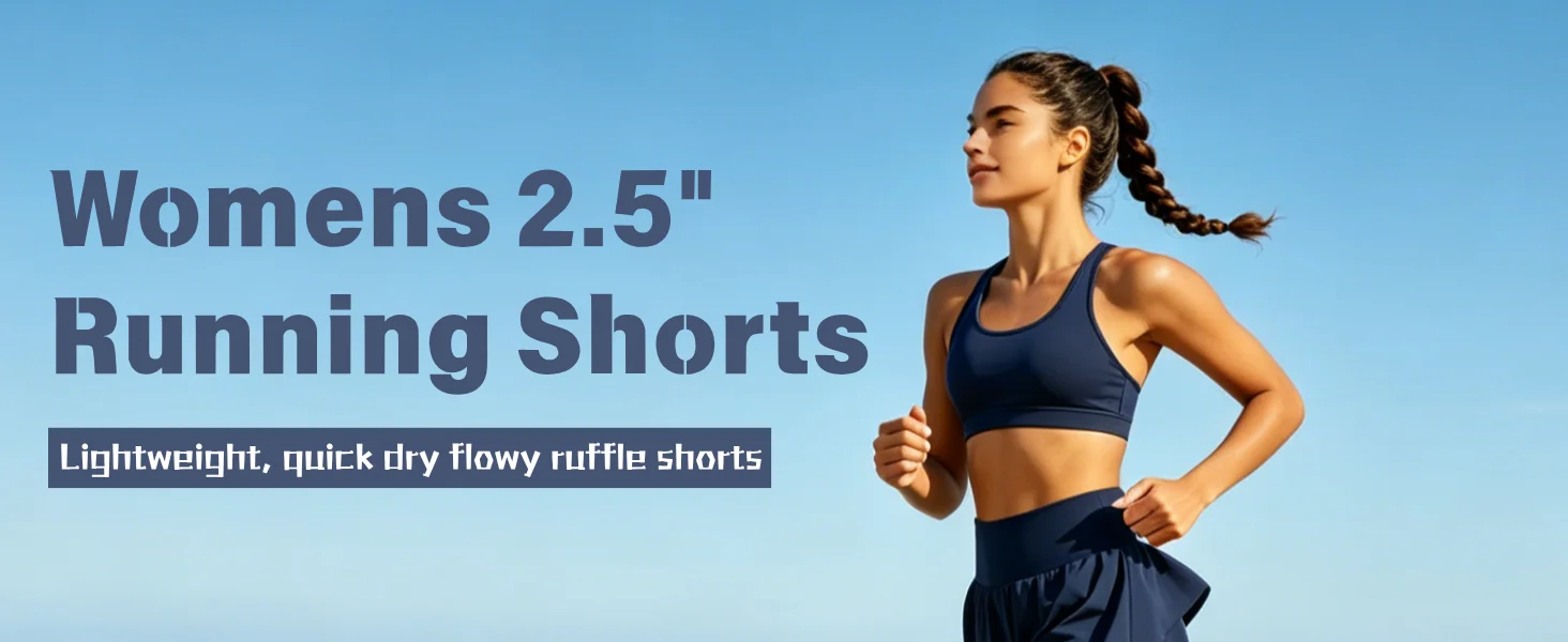 TACVASEN Womens 2-in-1 Shorts Skirt Quick Dry Workout Shorts with Zip Pocket Flounce Ruffle Hem Athletic Shorts with Mesh Liner