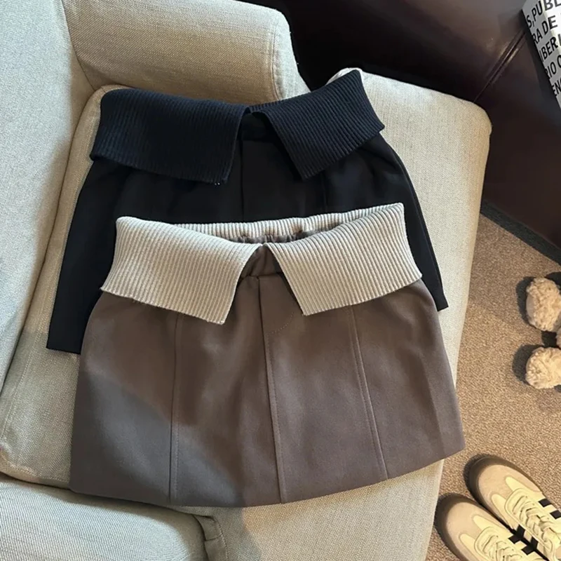 Vintage Streetwear Mini Skirt Women Y2K A Line Patchwork Harajuku Hottie Skirts Female Autumn Winter High Waist Japanese Skirt
