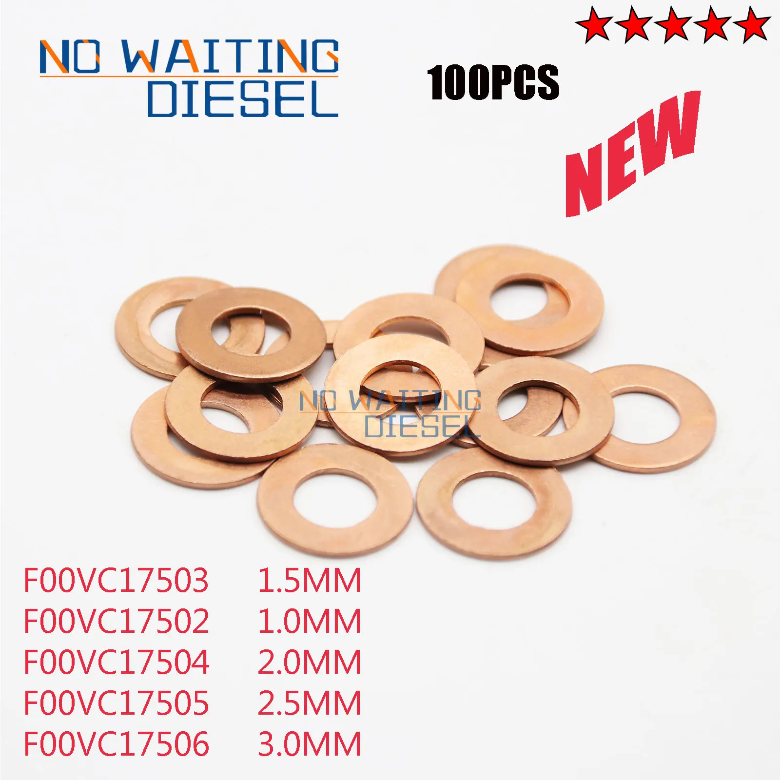 100 pcs Injector Nozzle Copper Washer F00VC17502 F00VC17503 F00VC17504 F00VC17505 F00VC17506 Copper Washers Shims FOOVC17504