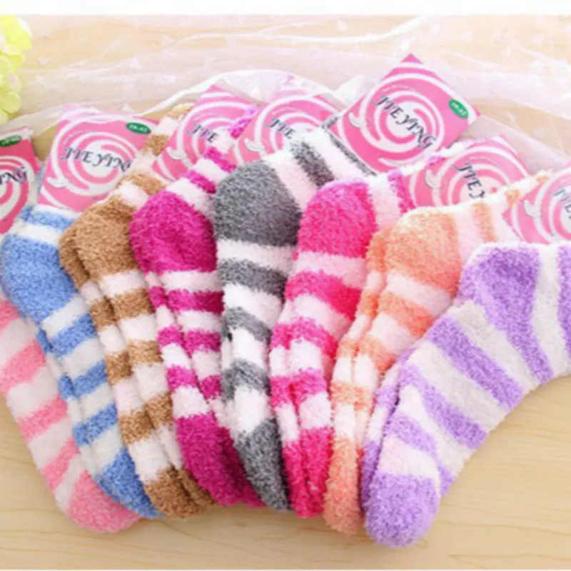 4pairs/Lot Winter Keep Warm Coral Fleece Fashion Sweet Candy Colors Baby Socks Boy/Girls Socks