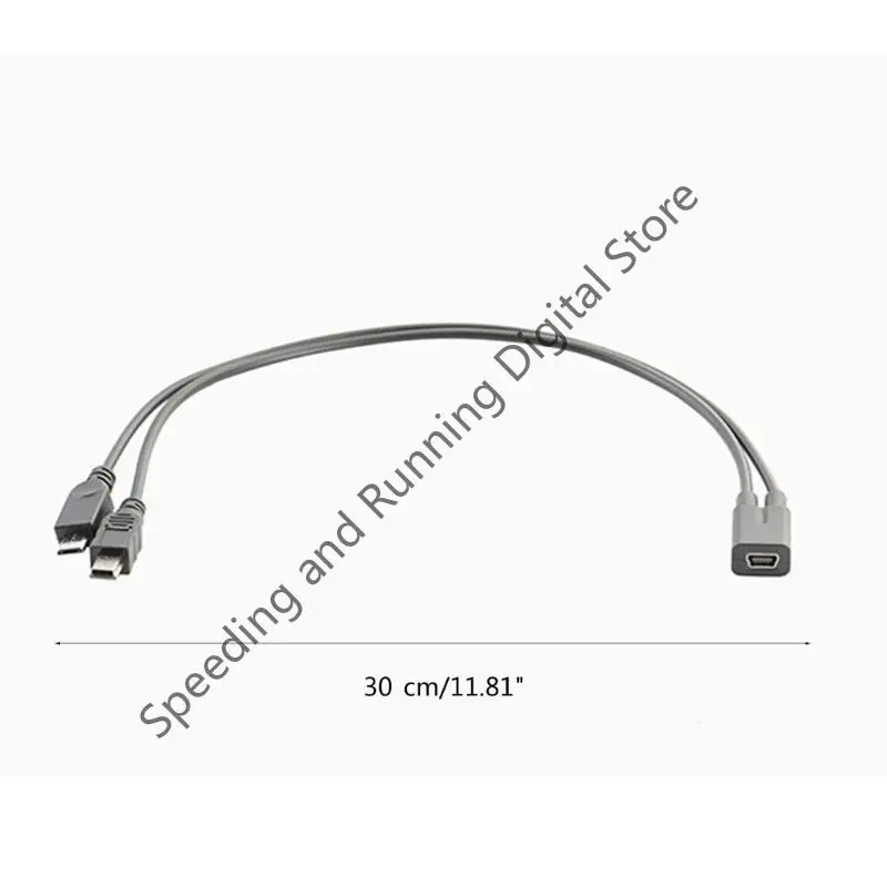 2 In 1 Mini USB Cable Mobile Phone Charger Mini USB Female to Mini USB Micro USB Male Splitter Wire Cord for MP3 MP4 Player