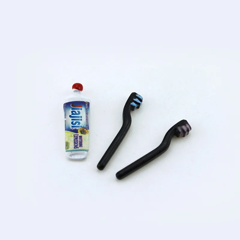 3pcs Miniature Toy Model OB11 Dollhouse Accessories Mini Toothpaste Toothbrush Set