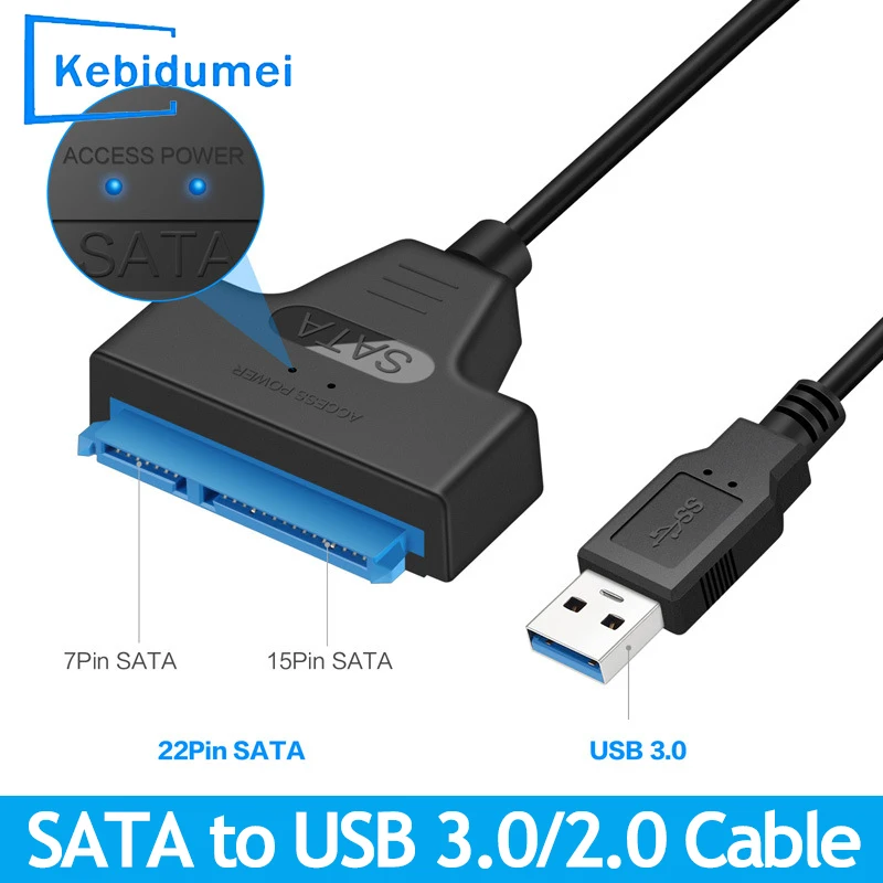 

Адаптер SATA-USB 3.0/2.0 Кабель USB SATA 3 на 6 Гбит/с для 2,5-дюймового внешнего жесткого диска SSD 22-контактный Sata III Поддержка UASP