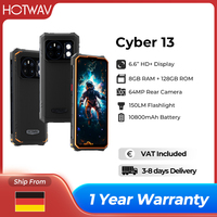 HOTWAV Cyber 13 Rugged Phone 150LM Flashlight 10800mAh Massive Battery Smartphone 8GB 128GB 6.6'' HD+ 64MP Android 14 Cellphone