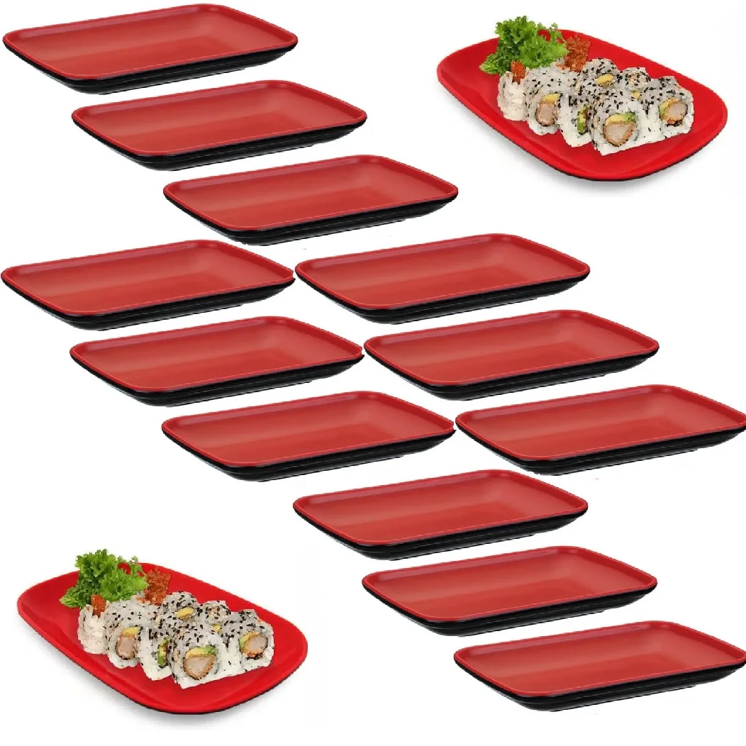 12 Sleepers in Melamine Oriental Japanese Red Black