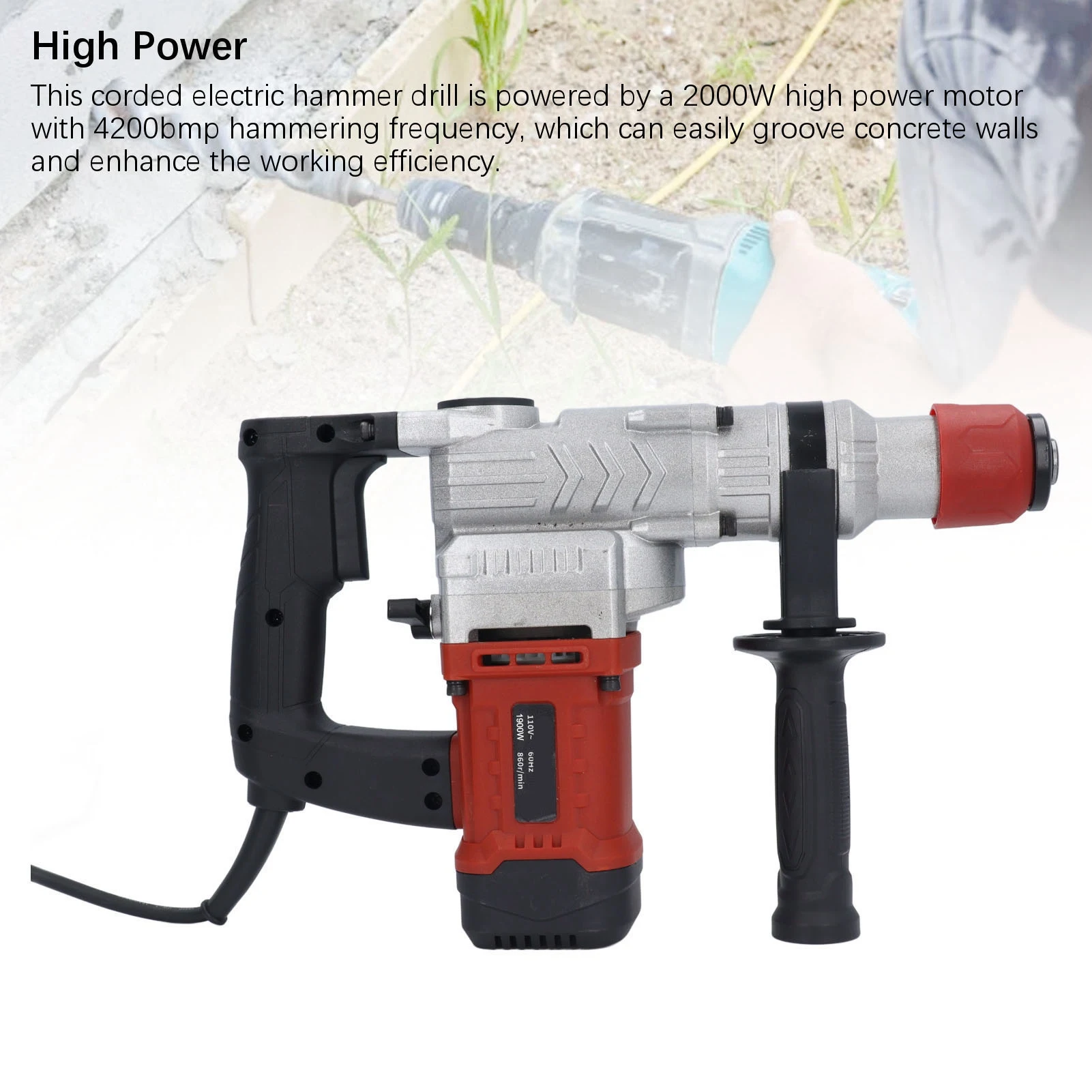 

Concrete Rotary Hammer Electric Hammer Drill Dual Function High Power Concrete Rotary Hammer for Industry Rotary Hammer Drill