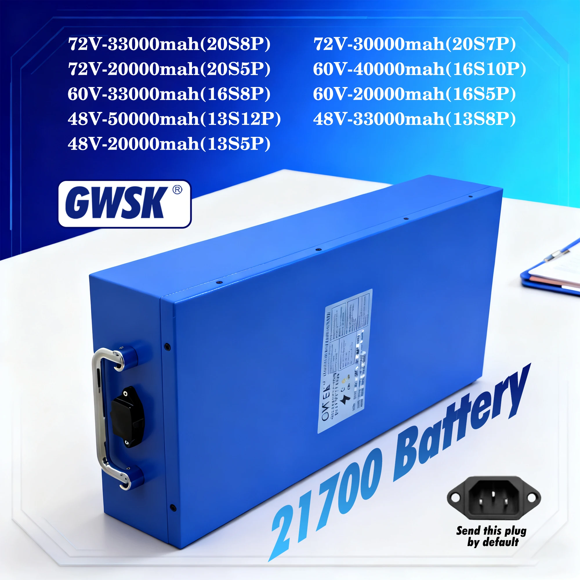 

100% new and high-capacity 72V60V48V21700 lithium-ion battery20AH-50AH with built-in BMS system and charger