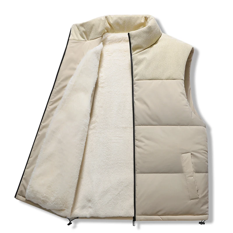 Outdoor Running Sports Fashion Casual Warm Windproof Cotton Vest Winter Unisex Down Vest Cold Proof Warm Corduroy Jacket