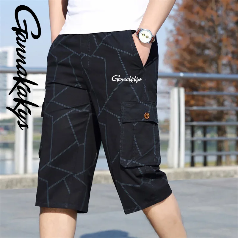 2024 Men's Summer Sports Fishing Pants Men's Hiking Breathable Multi Pocket Work Shorts Beach Running Travel Shorts