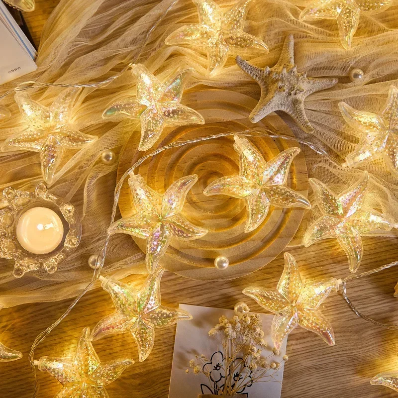 Lámpara LED de concha de mar, cadena de iluminación de estrella de mar, lámparas de decoración para fiesta de boda y habitación de Festival