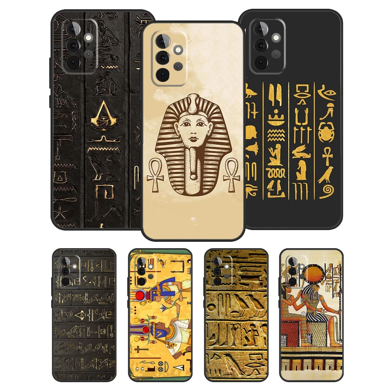 Ancient Egyptian Hieroglyphic Silicone Cover For Samsung A72 A52 A42 A32 A22 A12 A52S A21S A51 A71 A40 A50 A70 Case