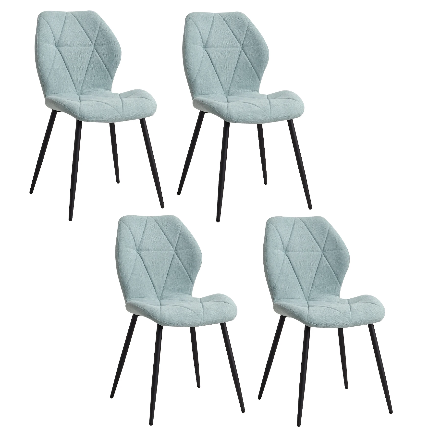 EGOONM Set van 2/4/6 Eetkamerstoelen Gestoffeerde Gewatteerde Linnen Stof Keukenstoelen Metalen Poten voor Balkon Restaurant Eetkamer