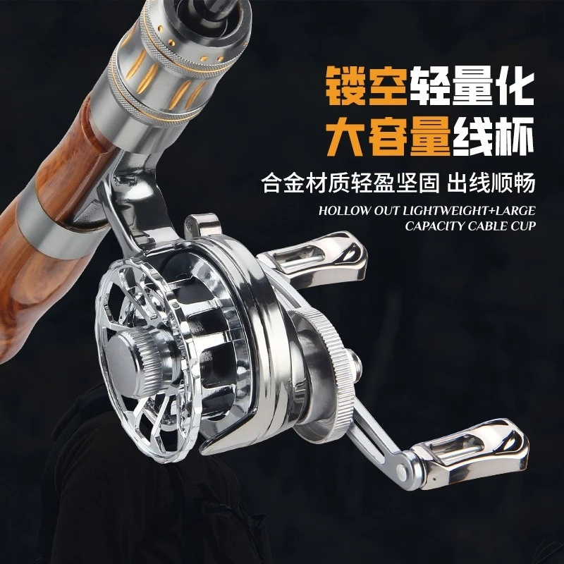 Ice & Raft Fishing Reel, Double Handle High Foot Reel, Point Line Release Front Drag Fishing Wheel