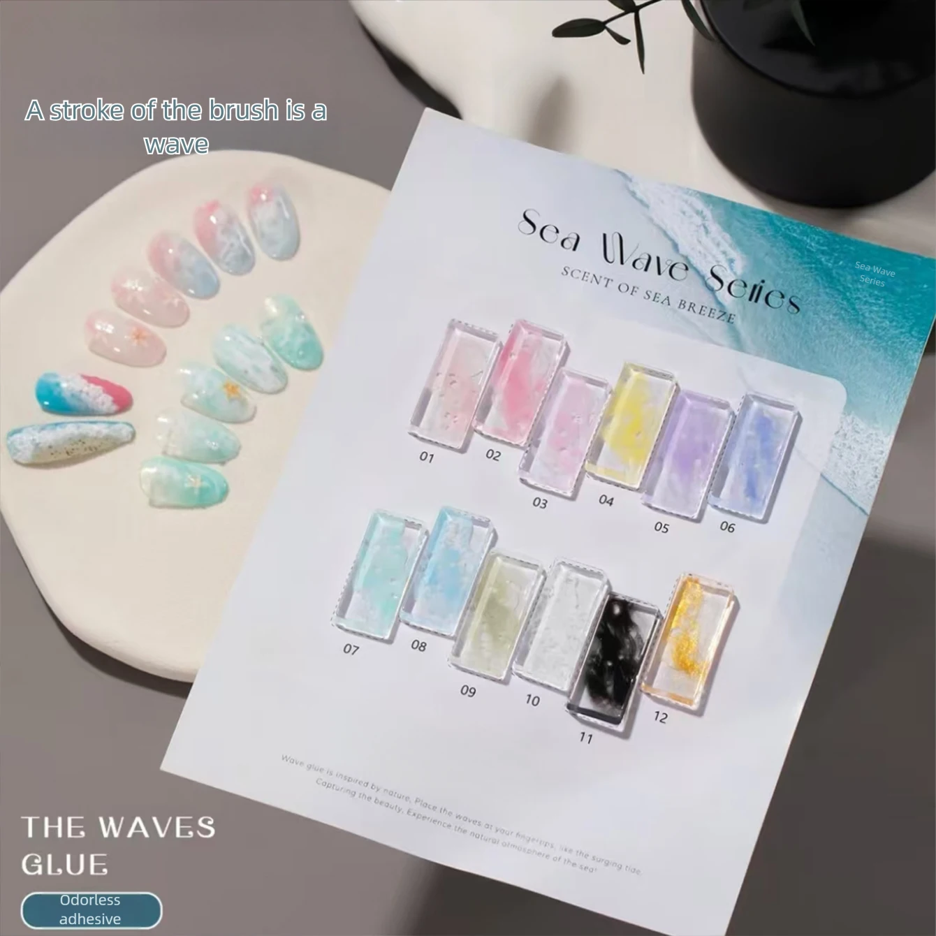 Popular Wave Jelly Gradient Marble Nail Polish Gel Nail Bubble Lace Hole Quick Gradient Wave Nails White Blue Pink Nails