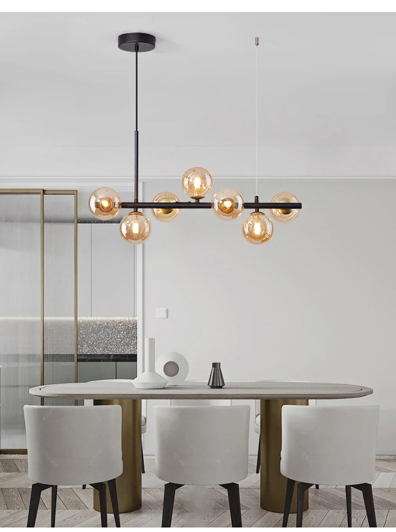 Modern Glass Ball Ceiling Chandelier for Table Dining Living Room Kitchen Island Pendant Lamp Home Decor Indoor Lighting Fixture